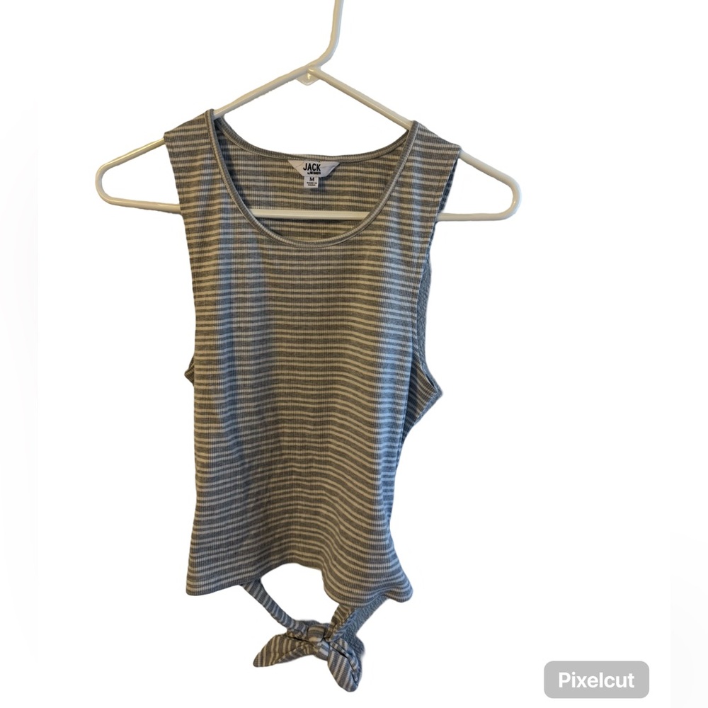 BB Dakota Gray and White Cut Out Crop Tank Top